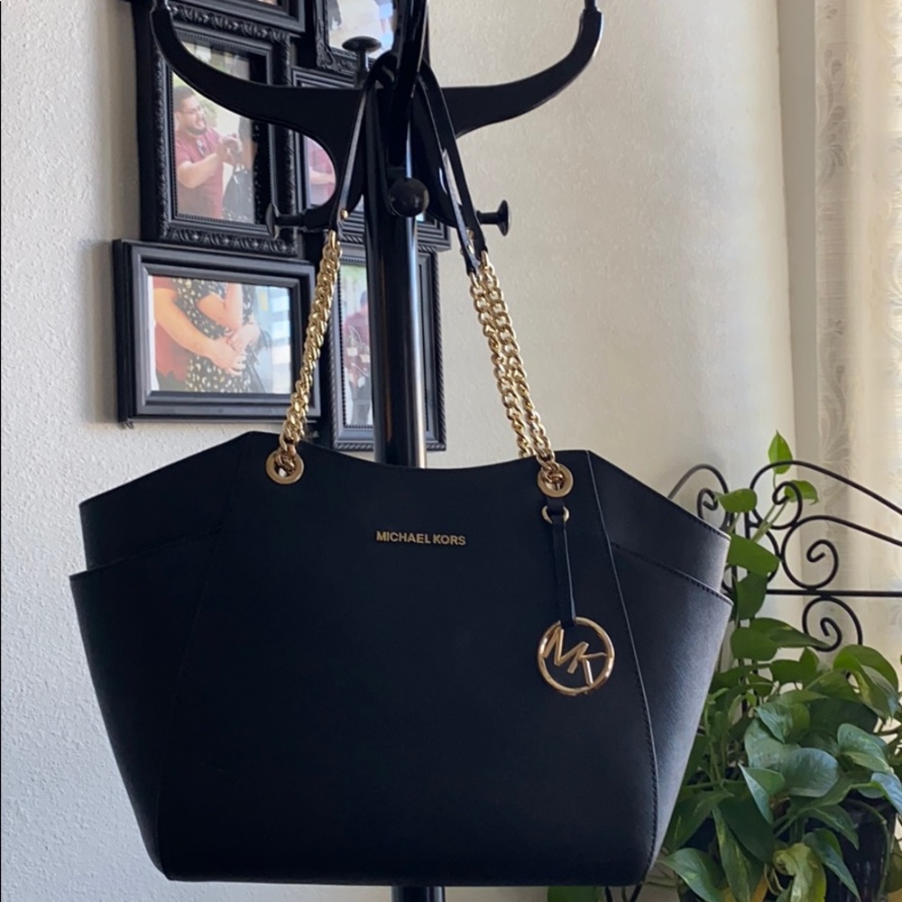 Michael Kors Large Black Chain Tote
